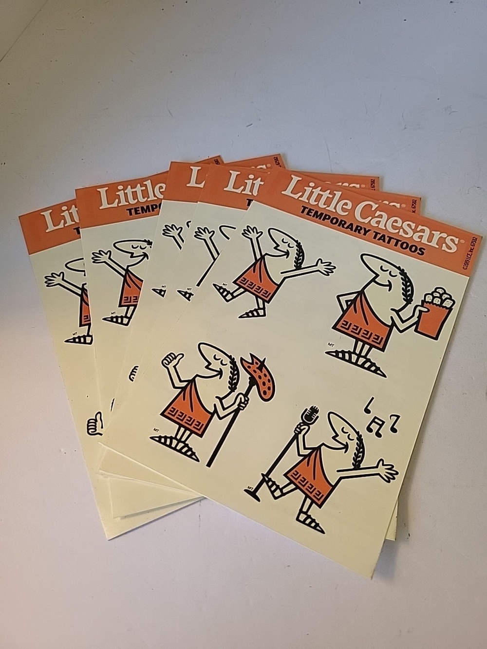 5 Sheets 2019 Little Caesars Temporary Tattoos - Orange and Black